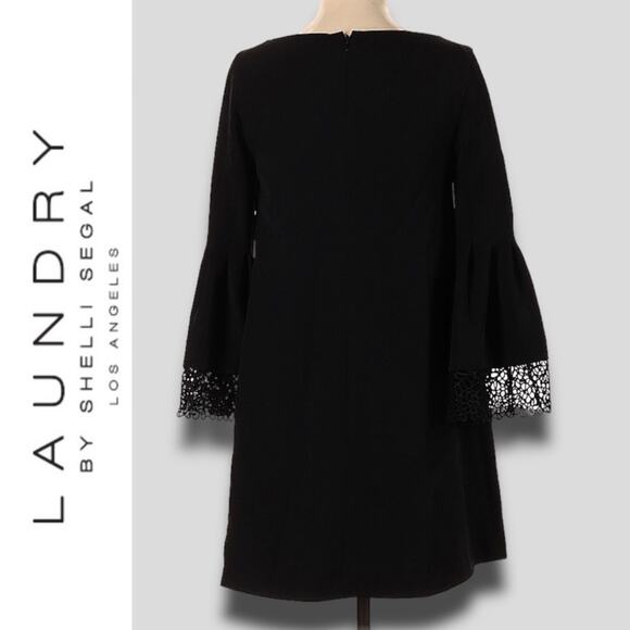 LAUNDRY BY SHELLI SEGAL BELL SLEEVE MINI DRESS BLACK - 0 - Picture 2 of 7